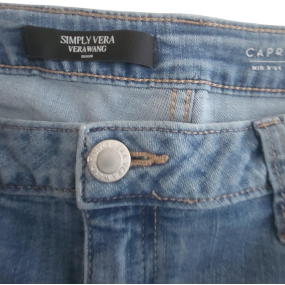 Simply Vera-Vera Wang Color Block‎ Mid Rise Women's Denim Capris Size 8 - Picture 4 of 14
